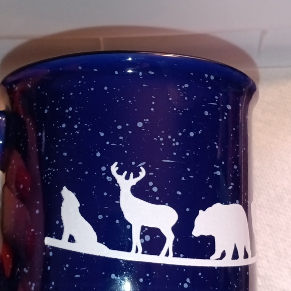 Penns Cave Souvenir Mug Cobalt Blue & White Speckled w/ Wildlife Graphic - Picture 6 of 8